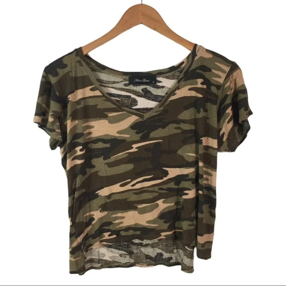 WS543 Anna Grace Military Camo Festival Crop Top S